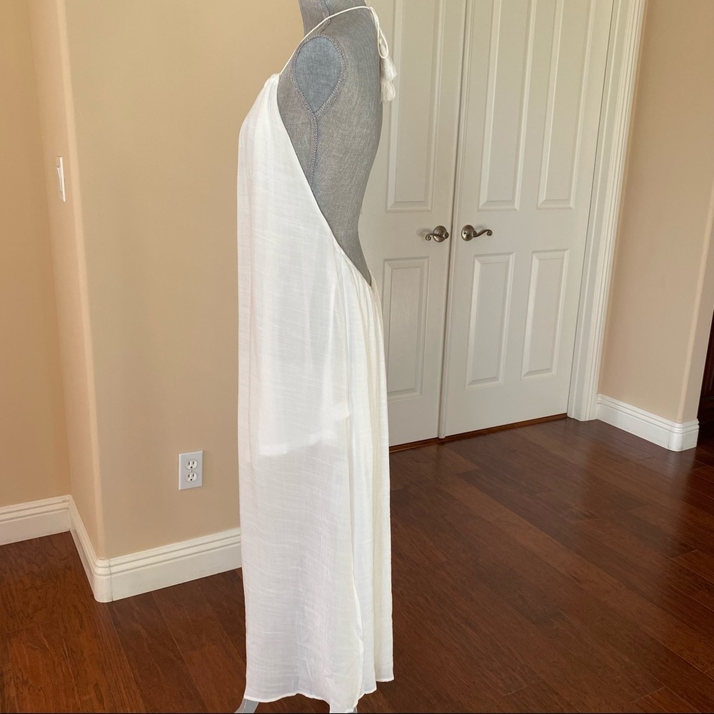 white low back halter tie coverup by cupshe